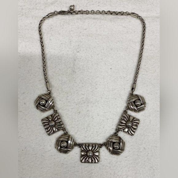 Vintage Brighton Silvertone Statement Necklace 18” Long - Picture 2 of 3